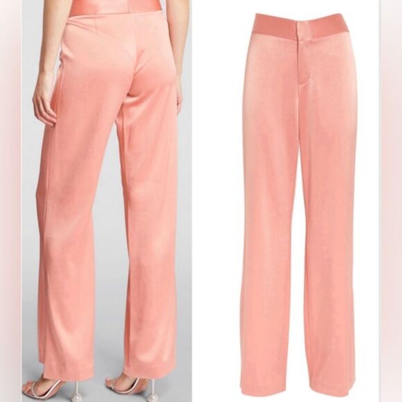 NWT ALICE + OLIVIA JC Wide Leg Slit Pant in Rose  Sz. 4 - Picture 6 of 9